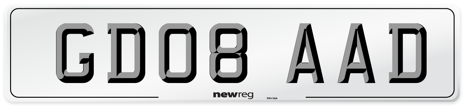 GD08 AAD Number Plate from New Reg